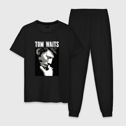 Мужская пижама хлопок Tom Waits in abstract graphics, цвет черный