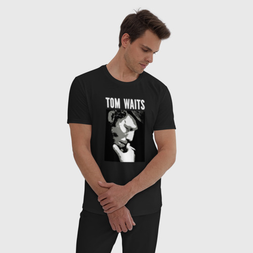 Мужская пижама хлопок Tom Waits in abstract graphics, цвет черный - фото 3