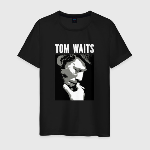 Мужская футболка хлопок Tom Waits in abstract graphics, цвет черный