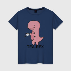 Женская футболка хлопок Тирекс с чашкой чая
