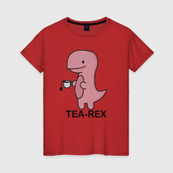 Женская футболка хлопок Тирекс с чашкой чая