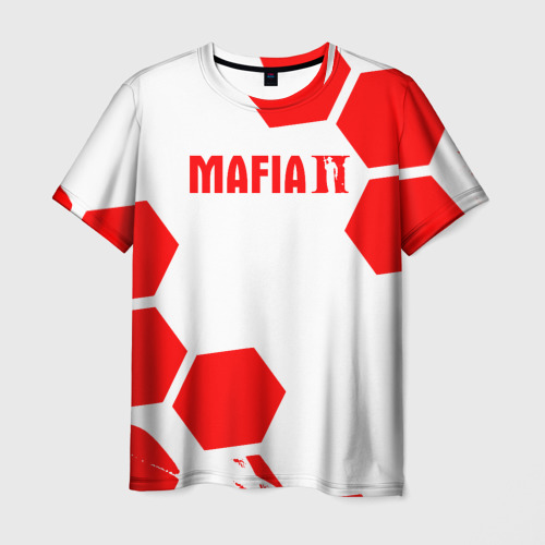Мужская футболка с принтом Mafia соты красные, вид спереди №1