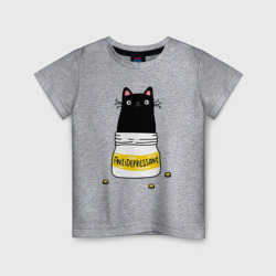 Детская футболка хлопок Кот в баночке антидепрессантов