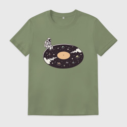 Мужская футболка хлопок Космонавт музыкальная пластинка
