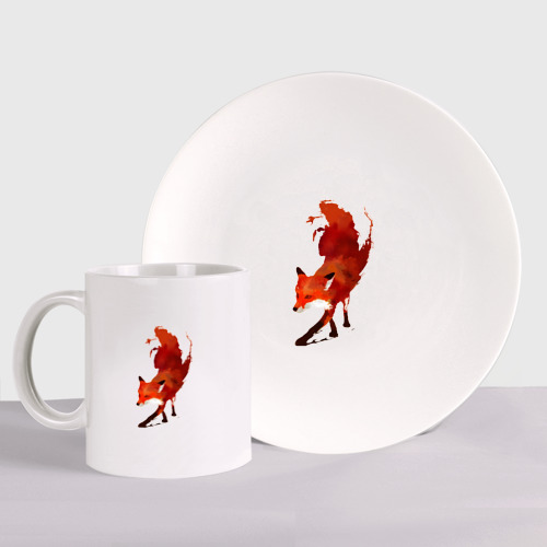 Набор: тарелка + кружка Лиса житель леса