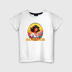 Детская футболка хлопок Девушка  на природе летом