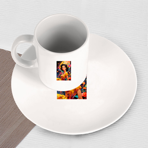 Набор: тарелка + кружка Брюнетка в стиле 60х - фото 3