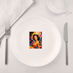 Набор: тарелка + кружка Брюнетка в стиле 60х - фото 2