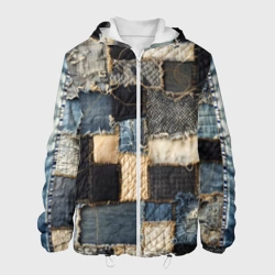 Мужская куртка 3D Заплатки пэчворк на джинсе