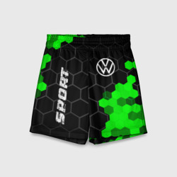 Детские спортивные шорты 3D Volkswagen green sport hexagon
