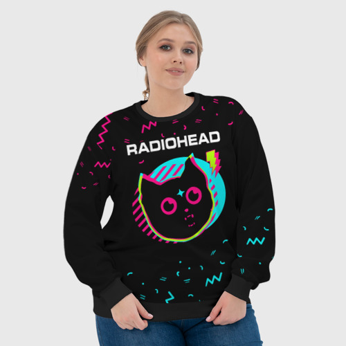 Женский свитшот 3D Radiohead - rock star cat, цвет 3D печать - фото 6