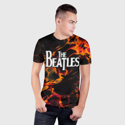 Мужская футболка 3D Slim The Beatles red lava - фото 2