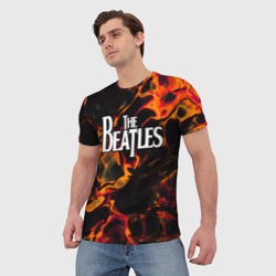 Мужская футболка 3D The Beatles red lava - фото 2
