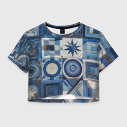 Женская футболка Crop-top 3D Denim patchwork - ai art