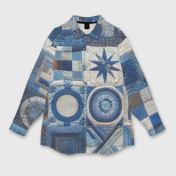 Мужская рубашка oversize 3D Denim patchwork - ai art