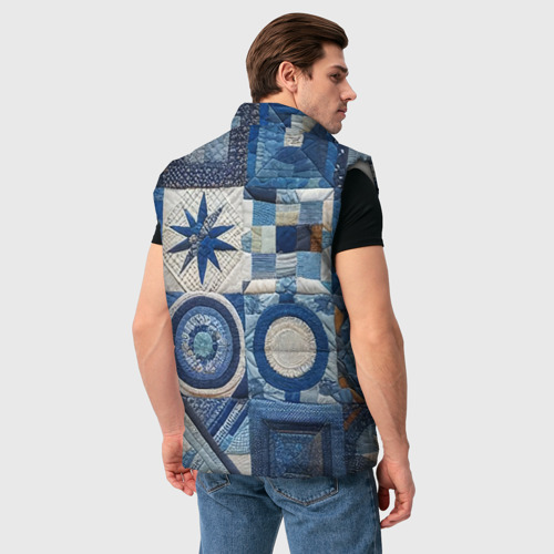 Мужской жилет утепленный 3D Denim patchwork - ai art, цвет светло-серый - фото 4