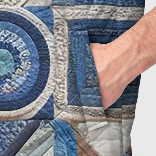 Мужской жилет утепленный 3D Denim patchwork - ai art, цвет светло-серый - фото 6