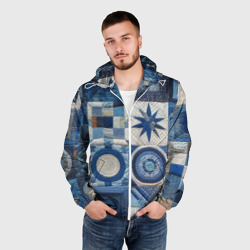 Мужская ветровка 3D Denim patchwork - ai art - фото 2