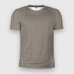 Серый бежевый в клетку – Мужская футболка 3D Slim с принтом купить со скидкой в -9%