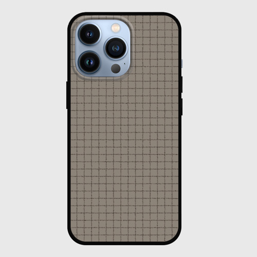 Чехол для iPhone 13 Pro с принтом Серый бежевый в клетку, вид спереди №1
