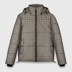Серый бежевый в клетку – Мужская зимняя куртка 3D с принтом купить