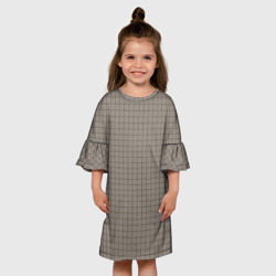 Платье с принтом Серый бежевый в клетку для ребенка, вид на модели спереди №3. Цвет основы: белый