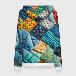 Костюм с принтом Лоскутное одеяло - пэчворк для женщины, вид сзади №1. Цвет основы: белый