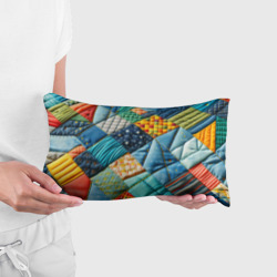 Подушка с принтом Лоскутное одеяло - пэчворк для любого человека, вид спереди №2. Цвет основы: белый