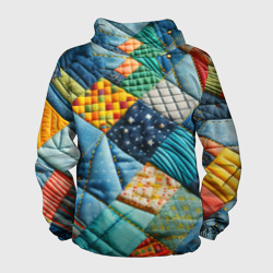 Ветровка с принтом Лоскутное одеяло - пэчворк для мужчины, вид сзади №1. Цвет основы: белый