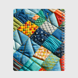 Тетрадь с принтом Лоскутное одеяло - пэчворк для любого человека, вид сзади №1. Цвет основы: крупная клетка
