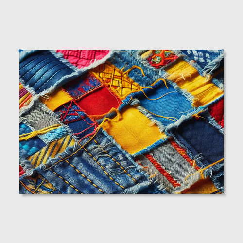 Холст прямоугольный Colorful denim patchwork - ai art, цвет 3D печать - фото 2