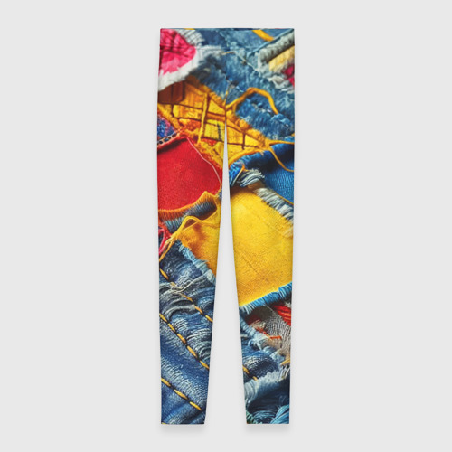 Леггинсы 3D Colorful denim patchwork - ai art, цвет 3D печать