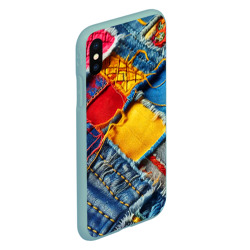 Чехол для iPhone XS Max матовый Colorful denim patchwork - ai art - фото 2