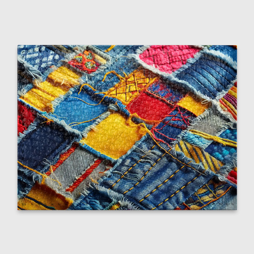 Обложка для студенческого билета Colorful denim patchwork - ai art, цвет синий - фото 2