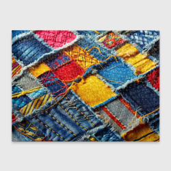 Обложка для студенческого билета Colorful denim patchwork - ai art