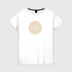Женская футболка хлопок Круг с белым цветком внутри