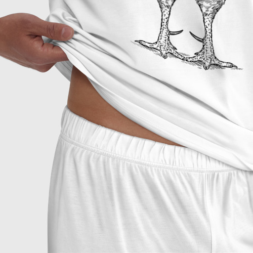 Мужская пижама хлопок Праздничный петух, цвет белый - фото 6