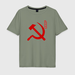 Мужская футболка хлопок Oversize СССР серп и молот red