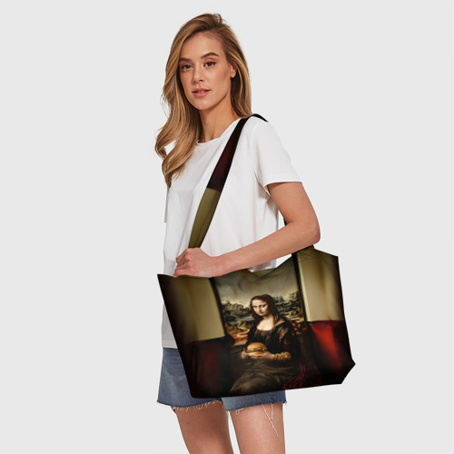 Пляжная сумка 3D Мона Лиза и большой гамбургер - фото 5