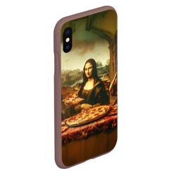 Чехол для iPhone XS Max матовый Мона Лиза и большая пицца сюрреализм - фото 2