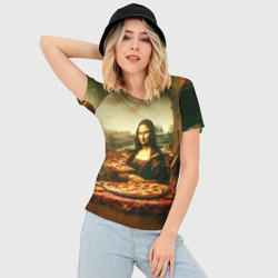Женская футболка 3D Slim Мона Лиза и большая пицца сюрреализм - фото 2