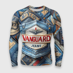 Vanguard denim patchwork - ai art – Мужской рашгард 3D с принтом купить