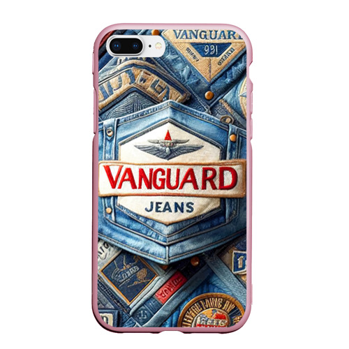 Чехол для iPhone 7/8 Plus матовый с принтом Vanguard denim patchwork - ai art, вид спереди №1