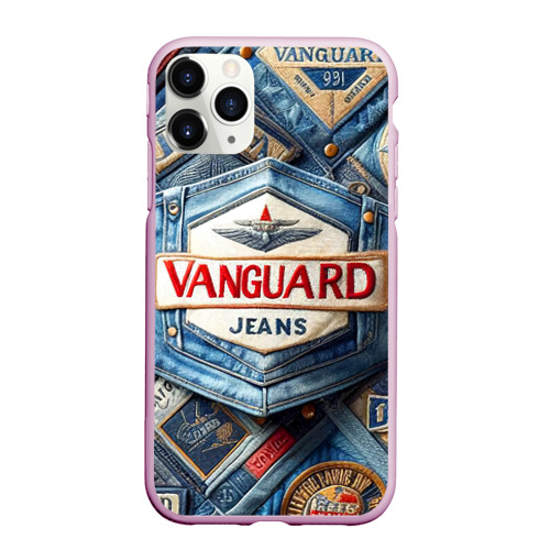 Чехол для iPhone 11 Pro Max матовый с принтом Vanguard denim patchwork - ai art, вид спереди №1