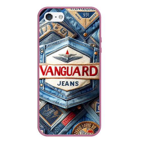 Чехол для iPhone 5/5S матовый с принтом Vanguard denim patchwork - ai art, вид спереди №1