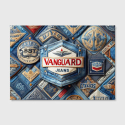 Холст с принтом Vanguard denim patchwork - ai art для любого человека, вид спереди №2. Цвет основы: белый