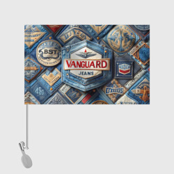 Флаг с принтом Vanguard denim patchwork - ai art для любого человека, вид спереди №2. Цвет основы: белый