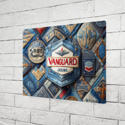 Холст с принтом Vanguard denim patchwork - ai art для любого человека, вид спереди №3. Цвет основы: белый
