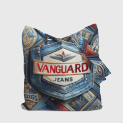 Шоппер с принтом Vanguard denim patchwork - ai art для любого человека, вид сзади №2. Цвет основы: белый