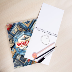 Скетчбук с принтом Vanguard denim patchwork - ai art для любого человека, вид спереди №2. Цвет основы: белый